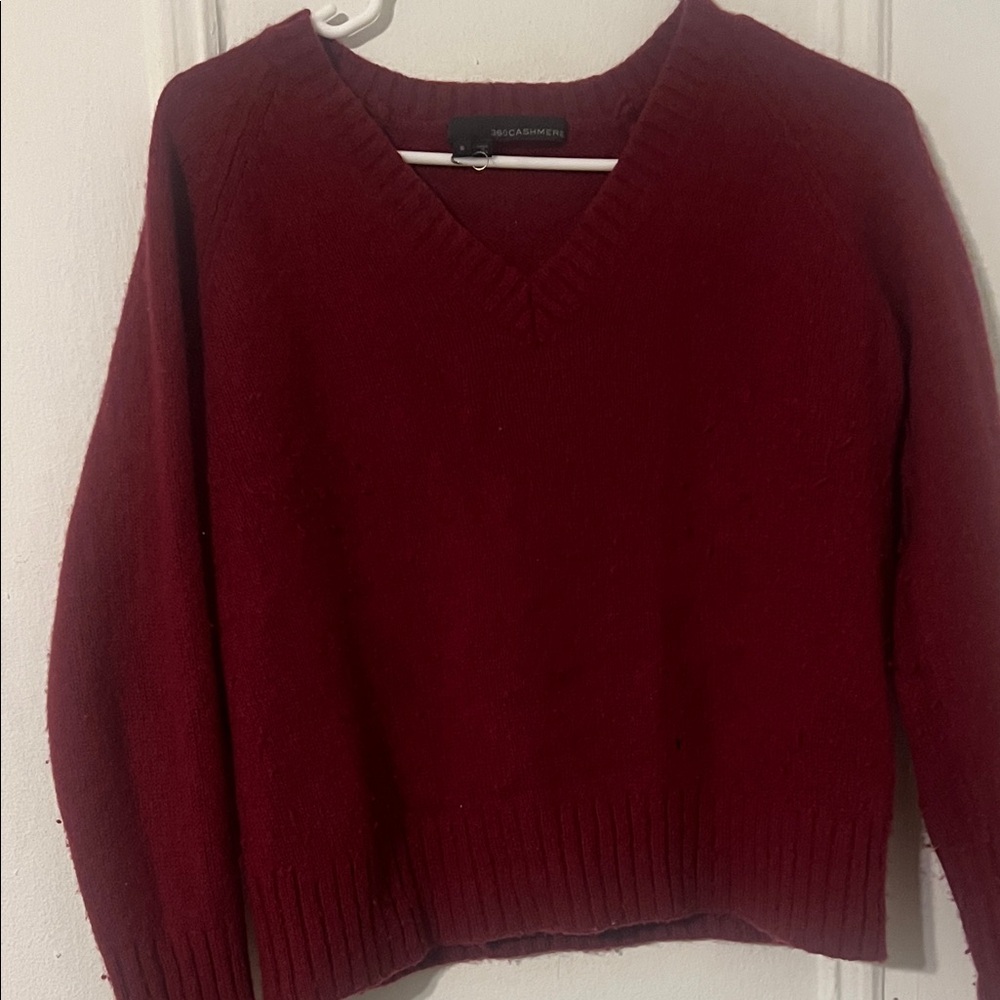 V-Neck Burgundy Sweater cashmere 360